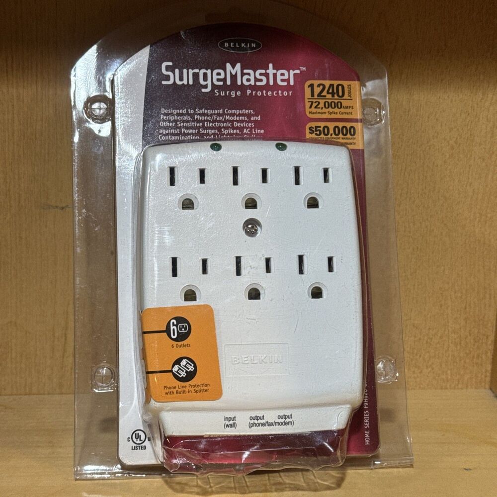 Belkin SurgeMaster 6 Outlet Surge Protector 1240J 120V F9H620-CW